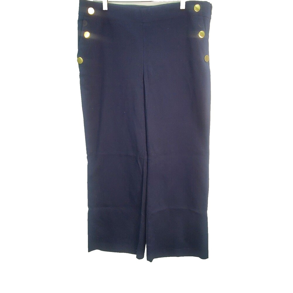 Ann Taylor LOFT Modern Chino Crop Mid-Rise Twill Trouser Pant Minimalist Navy 14